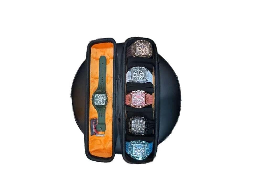 Set of 6 SKMEI Tonneau Sports Chronograph Watches with Storage Case